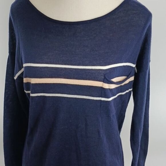 GAP Long Sleeve Top Womens Size M Navy Blue Striped Lightweight Casual Shirt - Picture 3 of 7